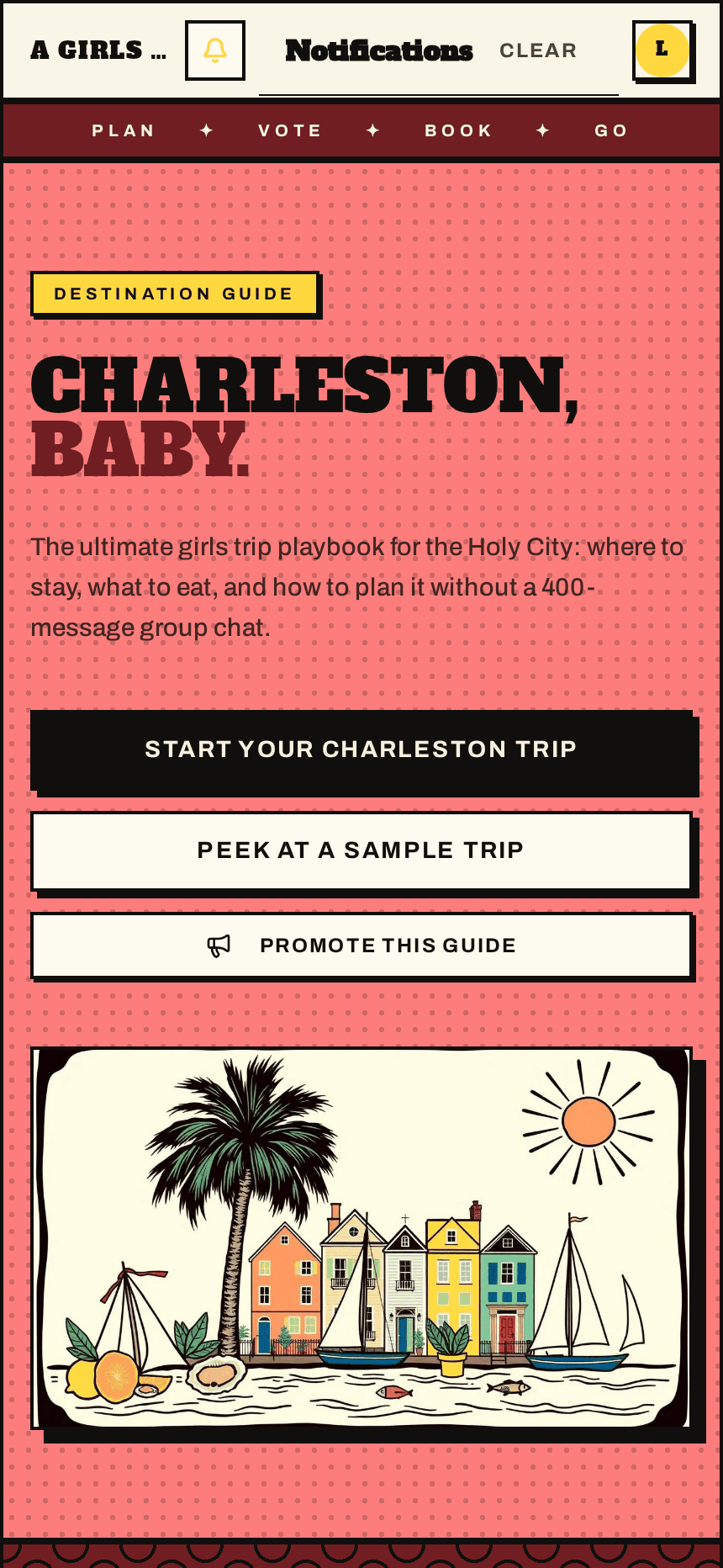 A Girls Trip — Destination guide screen